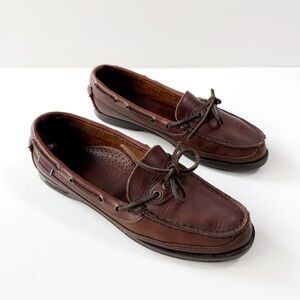 VTG Sebago Men Brown Leather Dockside Boat Shoes US8 Classic Preppy Nautical